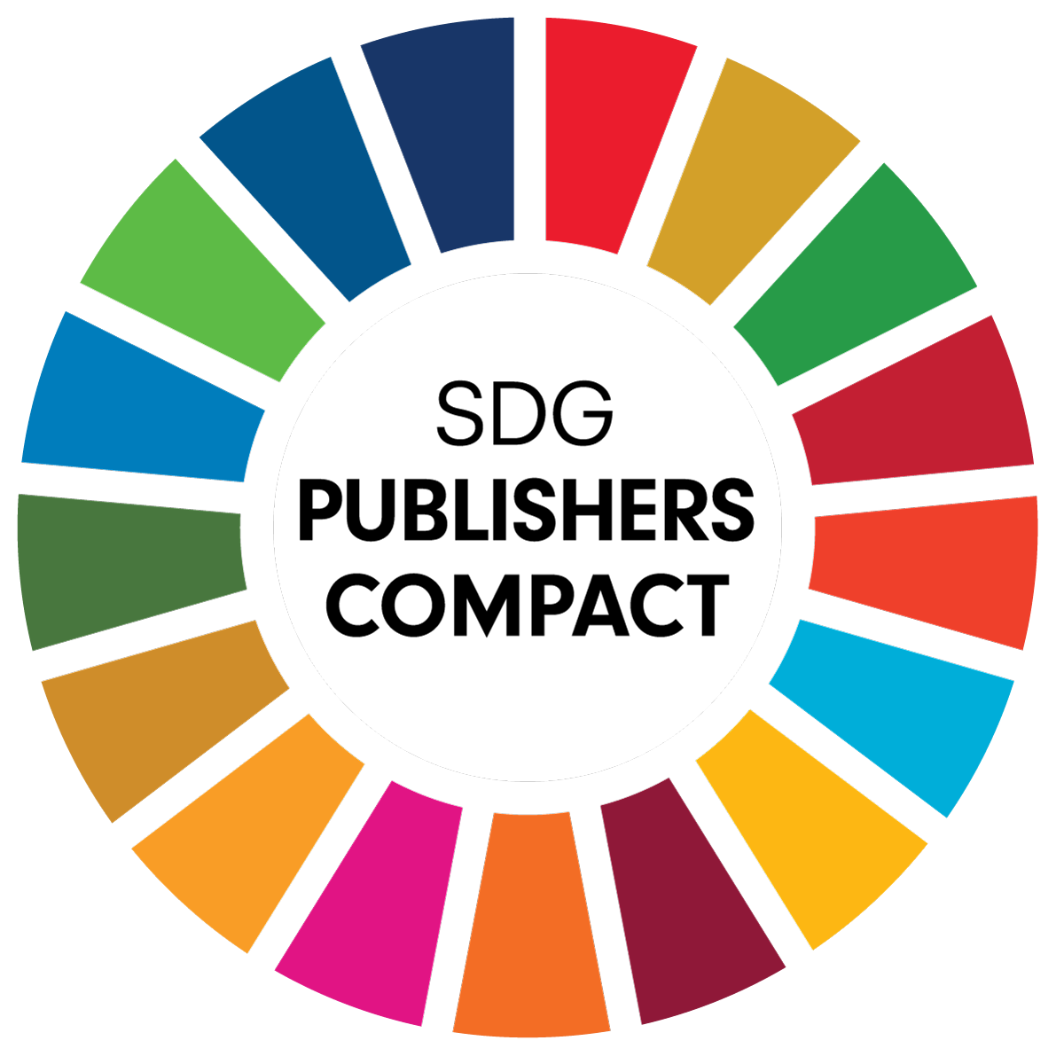 United Nations Sustainable Development goals publishers compact logo - a circle of segments of colour arranged like a clock face